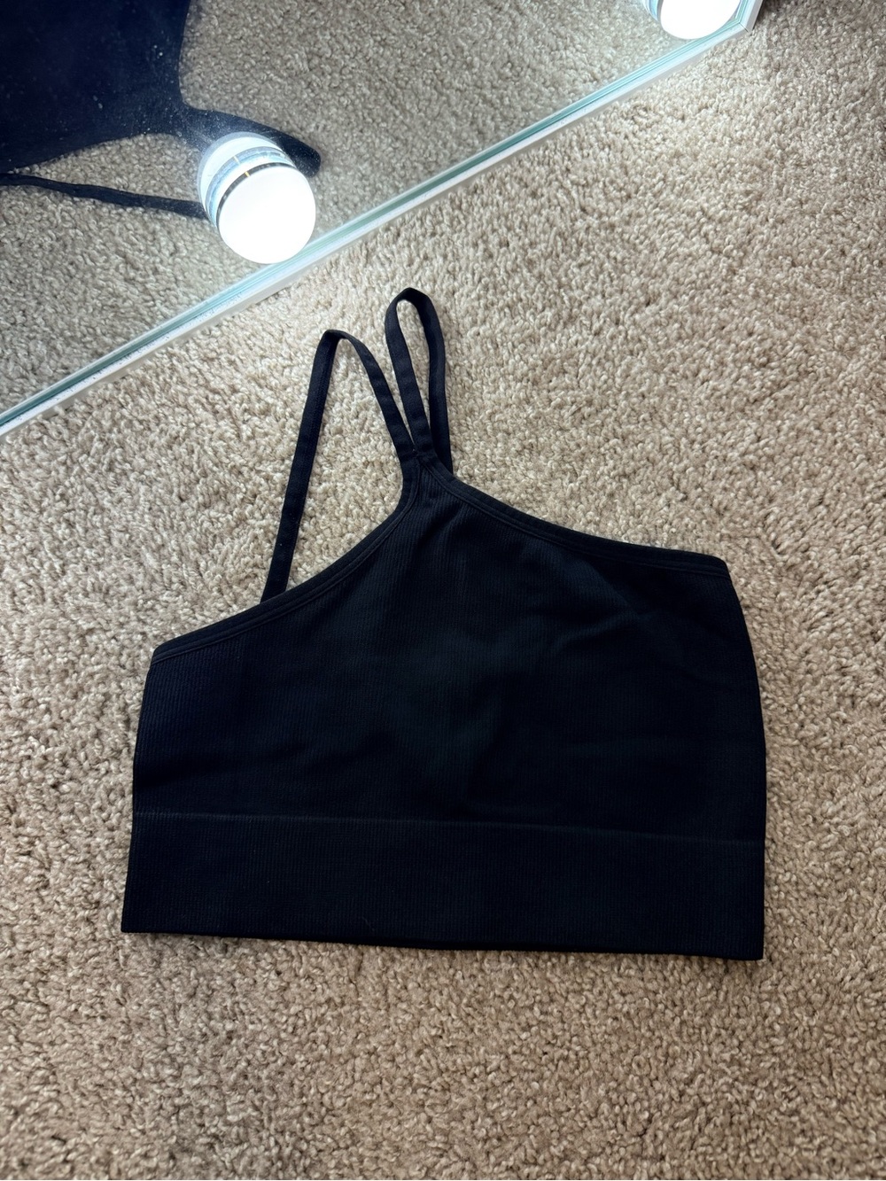 Black Asymmetric Strappy Crop Top Bralette